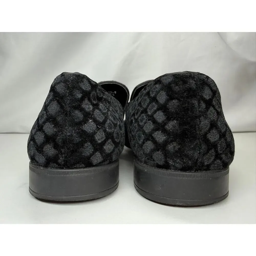 Amali Felix-000 Shoes Mens Size 10.5 Black Velvet Loafers Chain Dress Slip On